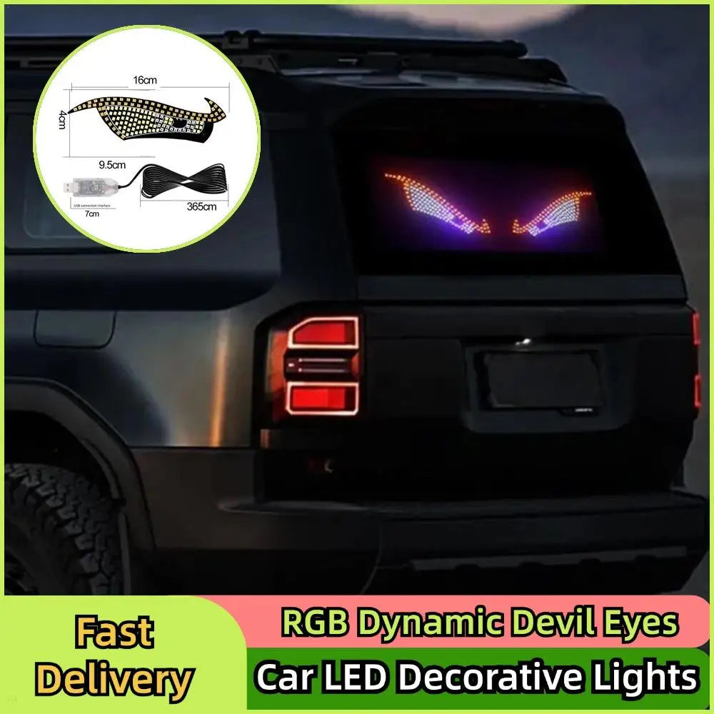 Car LED Decorative Lights Creative RGB Dynamic Truck Devil Eye Light LED Display Multi-Mode Demon Eye Waterproof Dustproof Light