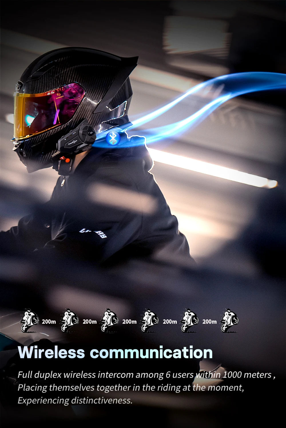 Motocicleta interfone capacete fone de ouvido bluetooth grupo alto-falante fone wi fi app freedconn r1pro moto traço cam moto auto dvr