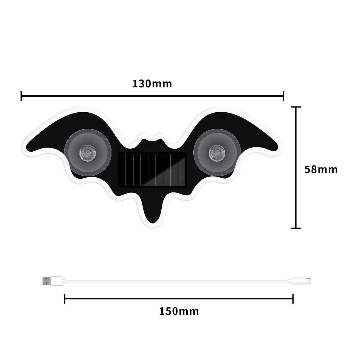 Luz Atmosférica Solar Universal em Forma de Morcego, LED Dinâmico com Gradiente, Acessório de Decoração para Interior de Carro RGB