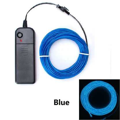 1m 3m 5m brilho el fio cabo de néon para festa de dança de natal trajes diy luz iluminada multicolorida aa bateria lâmpada tira led