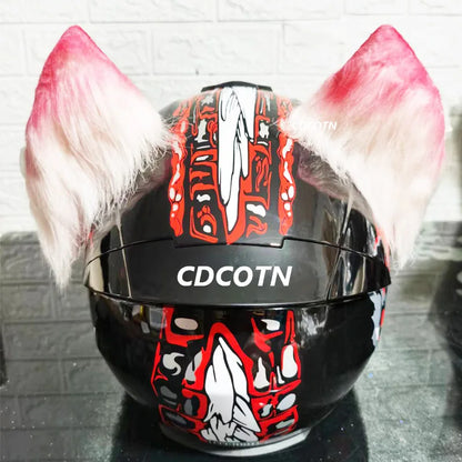 Decoração de capacete elétrico de motocicleta, 3d estéreo, orelhas de lobo, pelúcia dobrável, acessórios de capacete de moto, adesivos, estilo cosplay