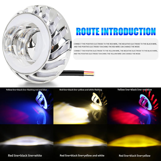 Farol de motocicleta led anjo diabo olhos flash farol lente do projetor feixe alto/baixo holofote estroboscópico drl lâmpada halo duplo