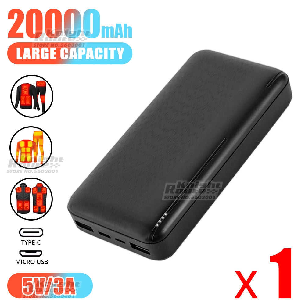 7.4v/3a/20000mah power bank carregador portátil powerbank bateria externa do telefone móvel carregamento rápido para colete aquecido jaqueta calças