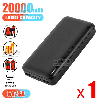 7.4v/3a/20000mah power bank carregador portátil powerbank bateria externa do telefone móvel carregamento rápido para colete aquecido jaqueta calças