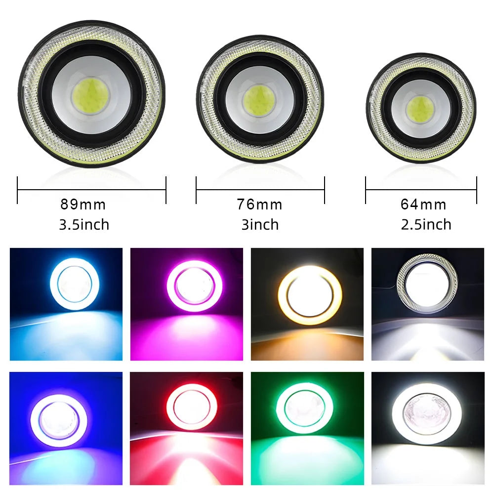 3 Polegada carro anjo olhos nevoeiro lâmpada drl led 12v faróis halo anjo olhos anéis faróis diurno luz do dia sinal de volta