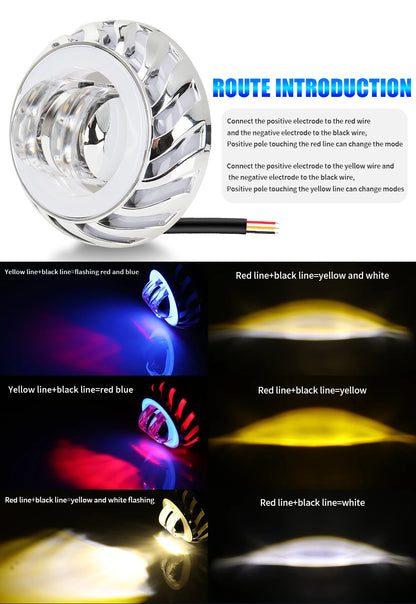 Farol de motocicleta led anjo diabo olhos flash farol lente do projetor feixe alto/baixo holofote estroboscópico drl lâmpada halo duplo
