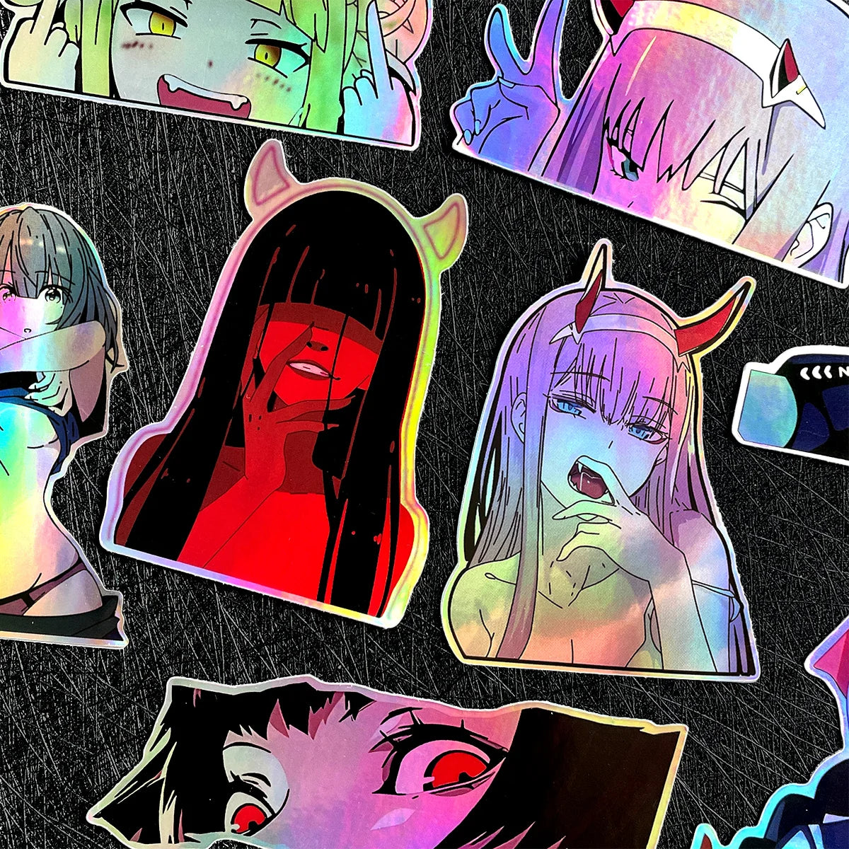 32 pçs jdm anime menina motocicleta laser arco-íris adesivos moto bicicleta scooter corpo do carro capacete acessórios de vinil decalque para zontes voge