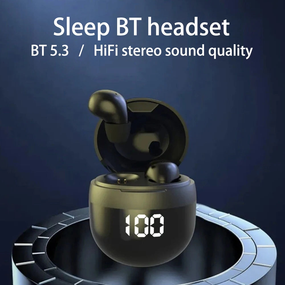 Sk18 mini fones de ouvido invisíveis sem fio bluetooth 5.3 fones baixo dormir com microfone cancelamento ruído hd