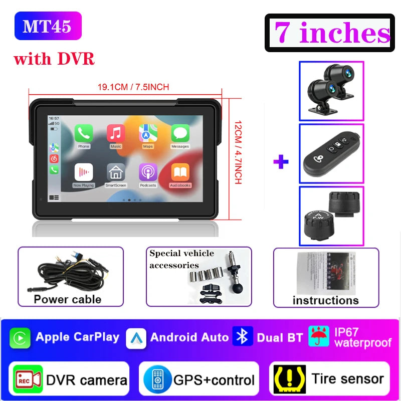 Navegação para Motocicleta à Prova d'Água IP67 de 6.25" para Triumph Daytona 660, Gravador de Vídeo 4K, Carplay Sem Fio, Android Auto, Monitor para Moto