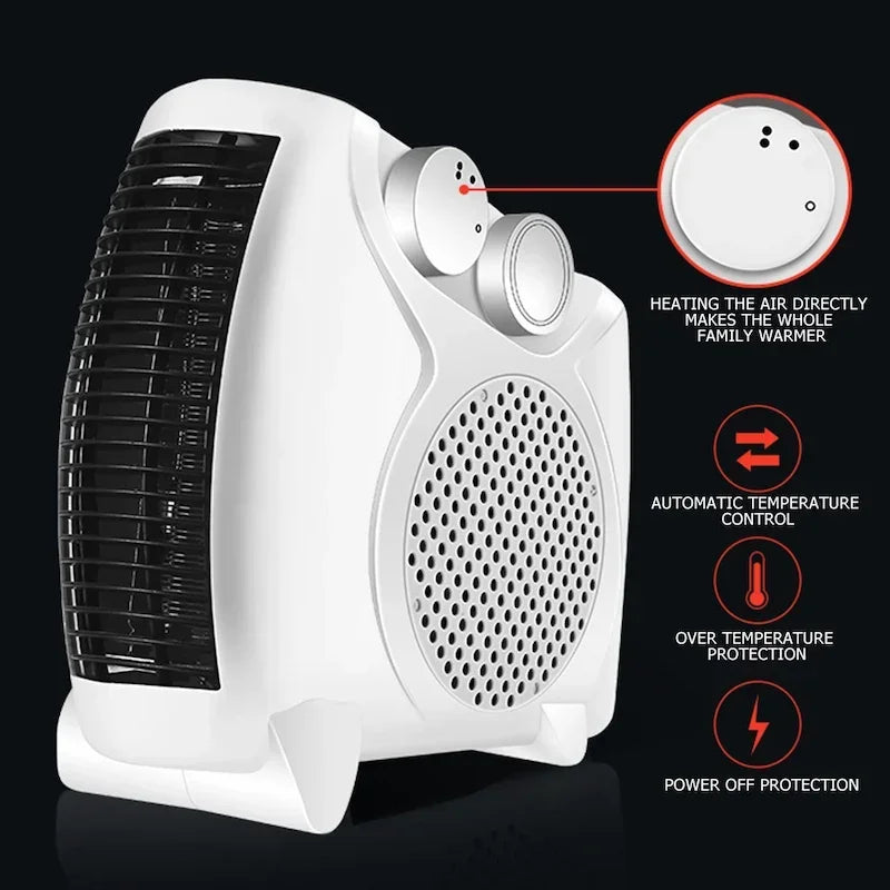 Aquecedor elétrico portátil, controle automático de temperatura, mini ventilador de mesa, aquecimento rápido, aquecedor de ar elétrico