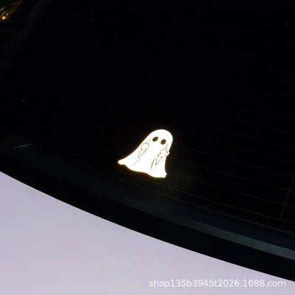 Adesivo Decorativo de Halloween com Fantasma Brilhante, Criativo e Personalizado para Carro e Motocicleta, Padrão Engraçado para Aplicar na Carroceria