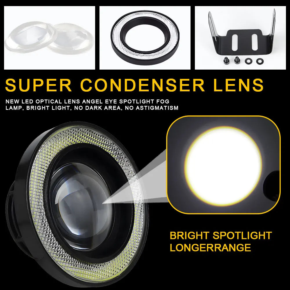 3 Polegada carro anjo olhos nevoeiro lâmpada drl led 12v faróis halo anjo olhos anéis faróis diurno luz do dia sinal de volta