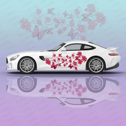 Borboleta flor adesivos de carro universal grande adesivos de carro pintados adesivos de carro lado esquerdo e direito gráfico doloroso adesivos de carro