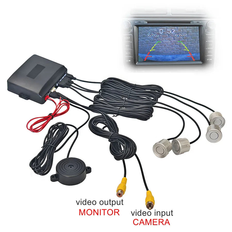 SMALUCK Car Reverse Video Parking Radar Sensor Rear View Backup Security System Sound Buzzer Alert Alarm for Camera Car Monitor