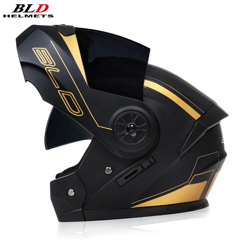 Bld masculino feminino moda dupla lente capacetes de corrida motocross modular flip up casco moto personalizado capacete rosto cheio da motocicleta