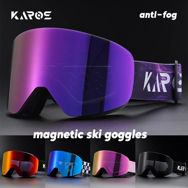 Óculos de Esqui Magnéticos Karos, Dupla Camada, Antiembaçantes, Proteção UV400, Óculos para Homens e Mulheres, Snowboard, Snowmobile, Óculos para Esportes de Inverno