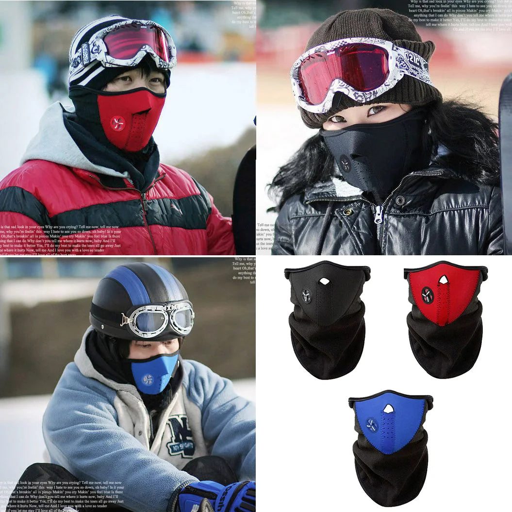 Inverno máscara de ciclismo quente à prova de vento à prova de poeira motocycle meia face capa malha respirável polar velo máscara facial de esqui térmica