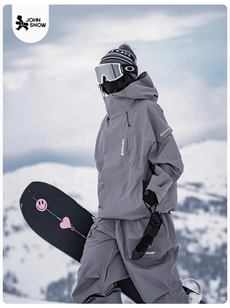 John neve inverno à prova de vento à prova dwindproof água terno de esqui para homens e mulheres esporte ao ar livre quente respirável masculino feminino jaqueta de neve e calças
