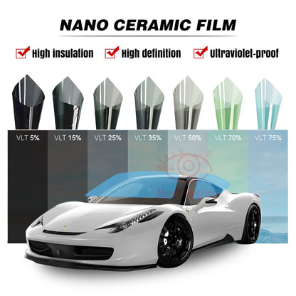 Filme de Cerâmica Nano HD Ultra de Alta Qualidade 50cmX3m IRR100% Filme Resistente ao Calor Proteção Solar Adesivos para Janelas de Carro