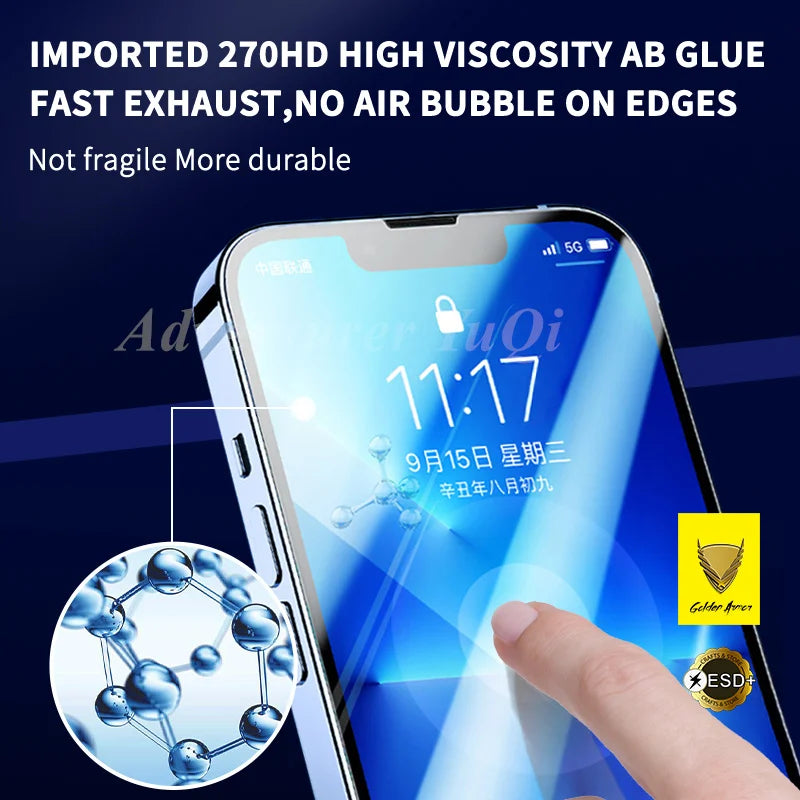 2 pçs vidro temperado premium para iphone 17 16 15 14 13 12 11 16e protetor de tela pro max cola completa x xr xs 7 8 plus armadura