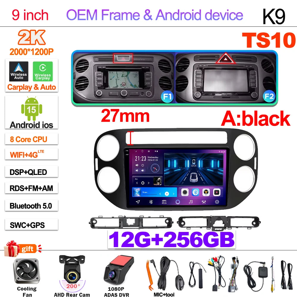 Android 15 For VW Volkswagen Tiguan 1 NF 2006 2008-2012 2013 2014 2015 2016 Carplay 2K Screen Car Radio Multimedia Player Stereo