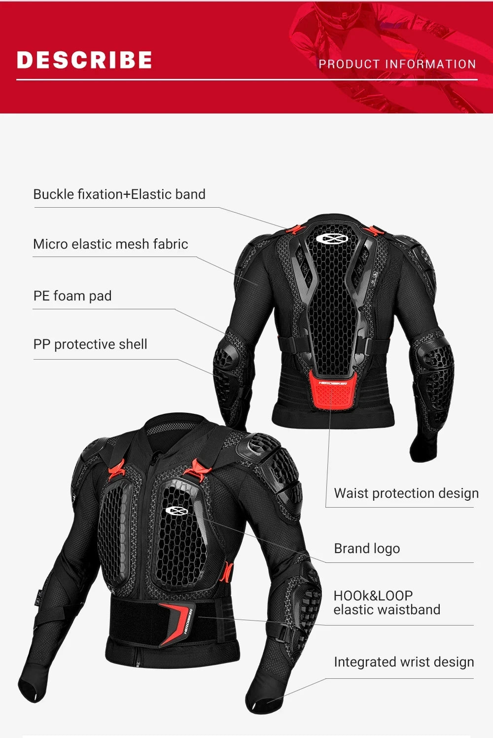 Nova jaqueta de armadura de motocross fora de estrada equipamento de proteção de motocicleta anti acidente peito volta estofamento calças jaqueta de moto ce certificado