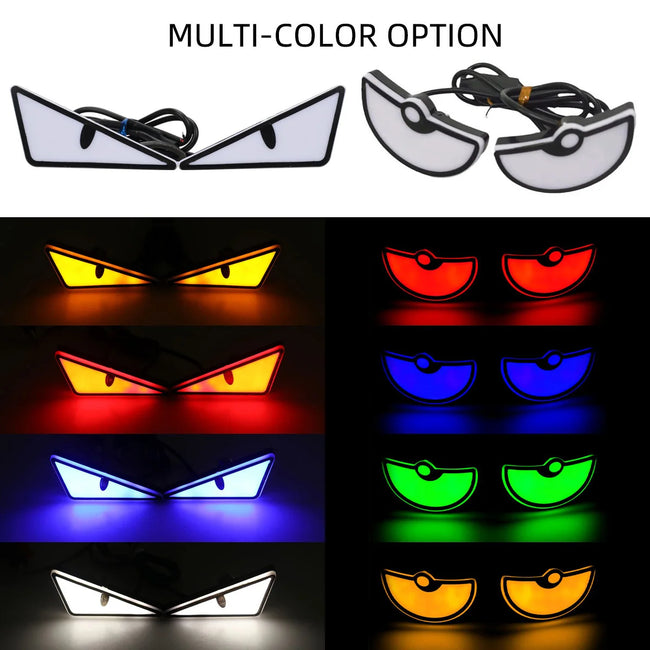 2 pçs motocicleta led demônio olho luz semicírculo/triângulo olho turn signal light dinâmico lâmpada traseira mini luzes de decoração do carro