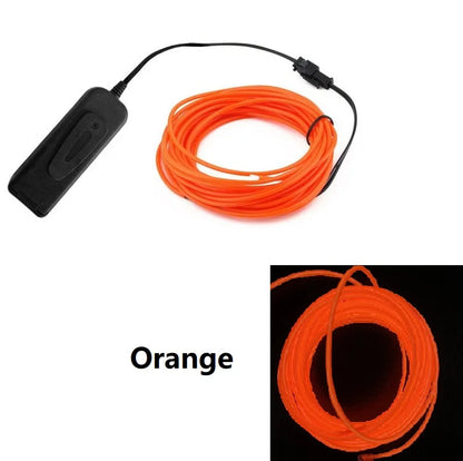 1m 3m 5m brilho el fio cabo de néon para festa de dança de natal trajes diy luz iluminada multicolorida aa bateria lâmpada tira led