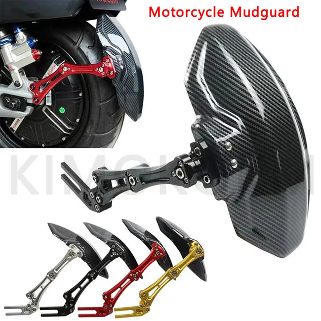 Motocicleta e bicicleta ajustável imitação de fibra carbono liga alumínio roda traseira fender paralama extensor universal acessórios