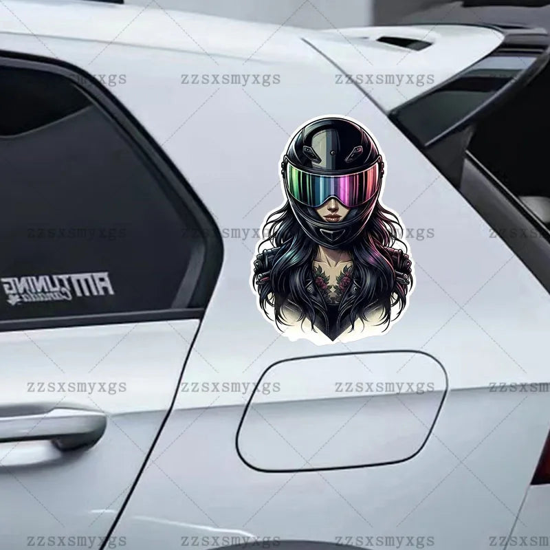 Adesivos de carro para meninas com tema escuro, adequados para corpo de carro, pára-brisa, capacete de motocicleta, porta-malas, decalque de vinil, acessórios de carro