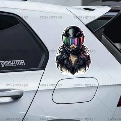 Adesivos de carro para meninas com tema escuro, adequados para corpo de carro, pára-brisa, capacete de motocicleta, porta-malas, decalque de vinil, acessórios de carro