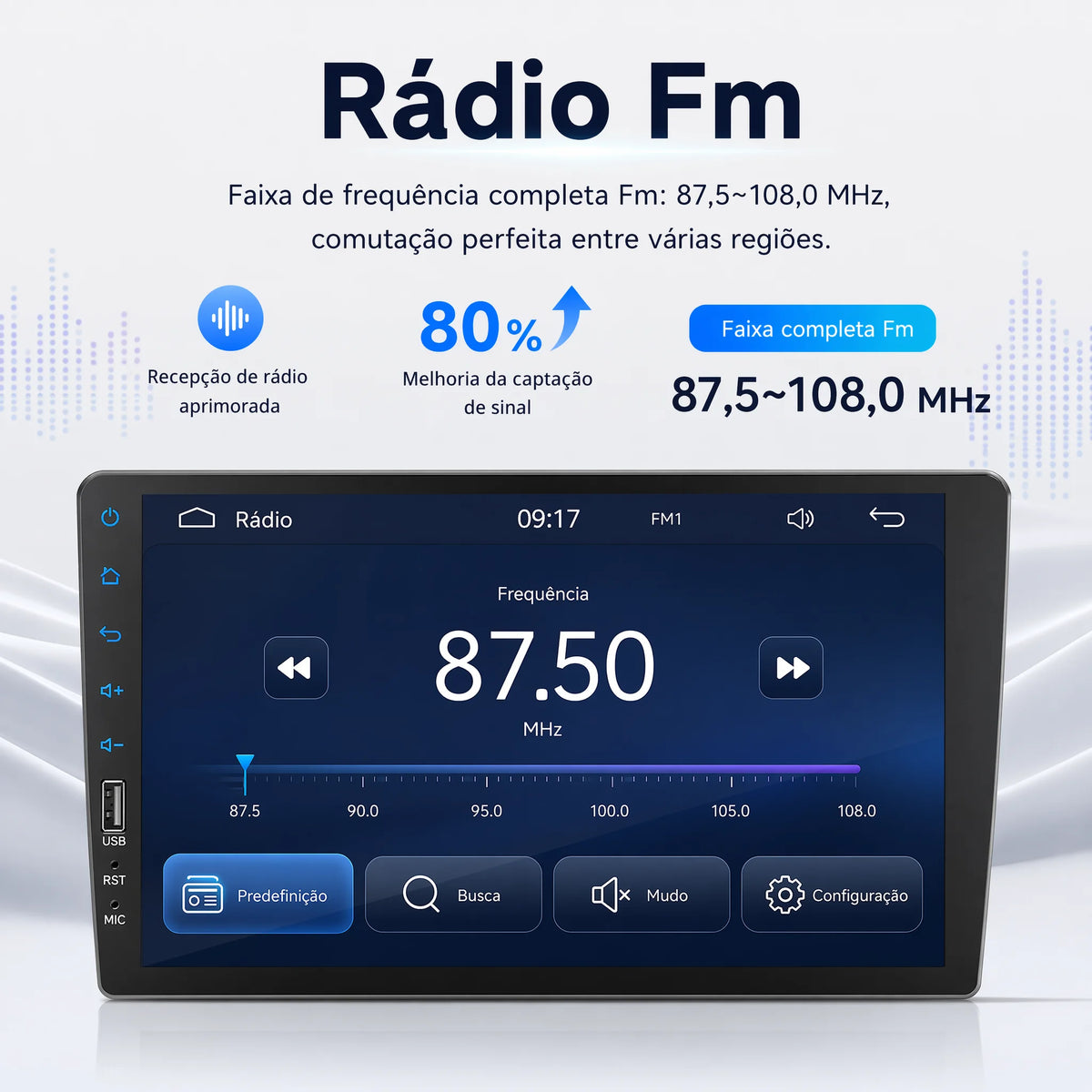 ESSGOO Rádio Estéreo Automotivo MP5 de 9 Polegadas 1 DIN com Bluetooth, Espelho Link, Receptor FM e Reprodutor Multimídia