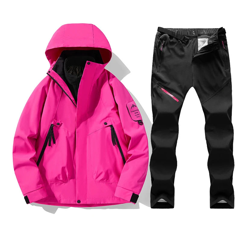 Terno de esqui feminino inverno quente à prova de vento à prova dwindproof água jaqueta de esqui calças femininas esportes ao ar livre casaco de neve calças snowboard wear
