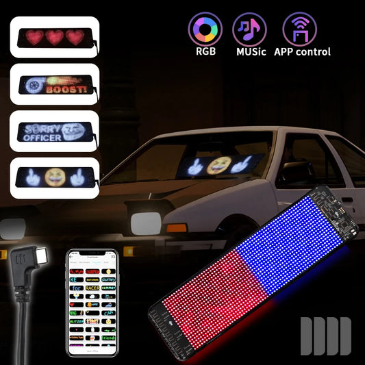 Fonte de sinal de carro led bluetooth carro flexível led tela de publicidade colorida display ultra-fino tela macia acessórios de carro