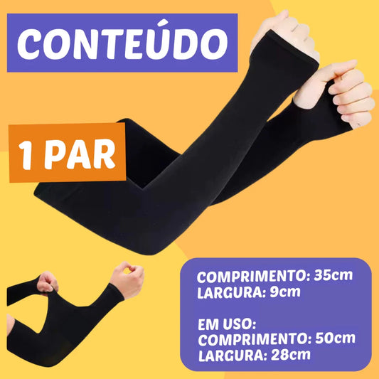1 Par Manguito Proteção Solar UV Fina Braço Seda Masculina Feminina Respirável 35cm