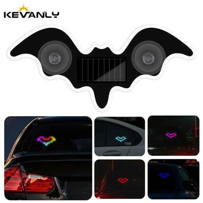 Luz Atmosférica Solar Universal em Forma de Morcego, LED Dinâmico com Gradiente, Acessório de Decoração para Interior de Carro RGB