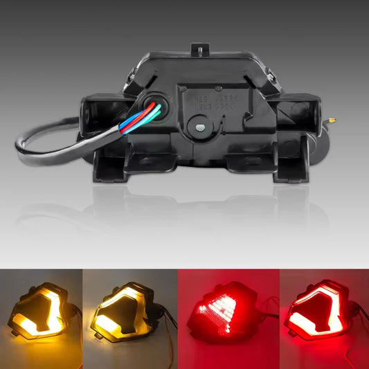 Luzes traseiras led para motocicleta, indicador de seta, lâmpada de freio traseiro, luzes de corrida 12v para yamaha r3 y15zr mt03 mt07 r150
