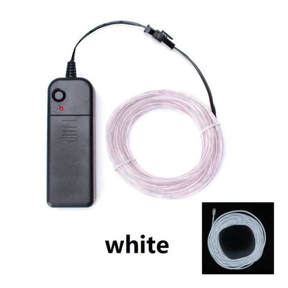 1m 3m 5m brilho el fio cabo de néon para festa de dança de natal trajes diy luz iluminada multicolorida aa bateria lâmpada tira led