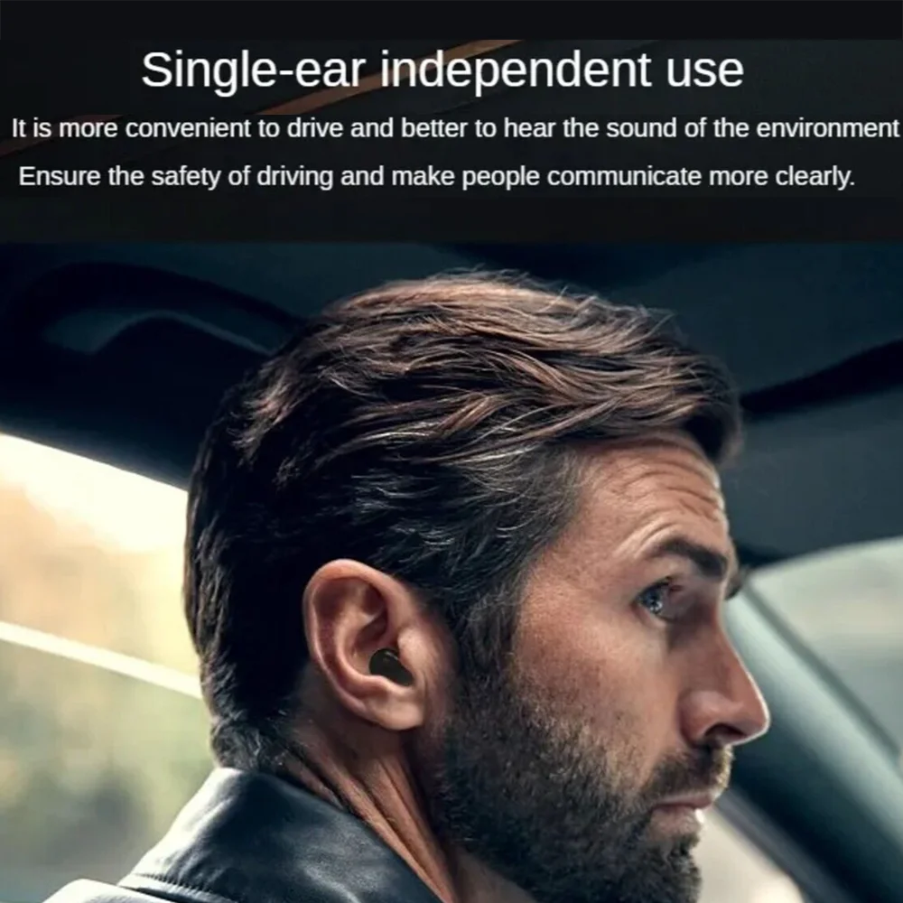 Sk18 mini fones de ouvido invisíveis sem fio bluetooth 5.3 fones baixo dormir com microfone cancelamento ruído hd