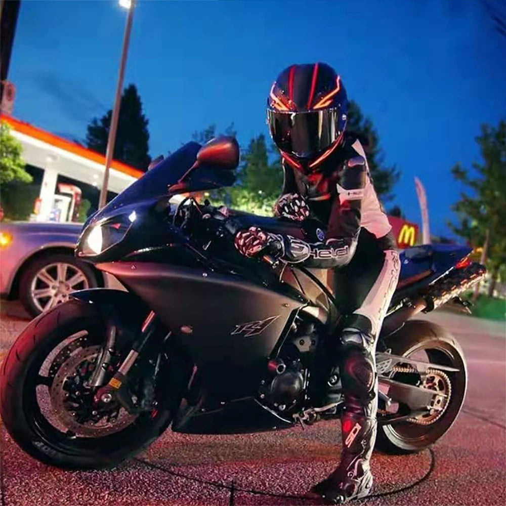 Faixa de luz para capacete, adesivo el, led, luz para capacete de motocicleta, acessórios noturnos, à prova d'água, luz fria