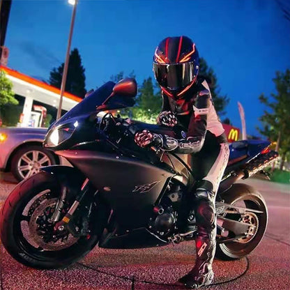 Faixa de luz para capacete, adesivo el, led, luz para capacete de motocicleta, acessórios noturnos, à prova d'água, luz fria