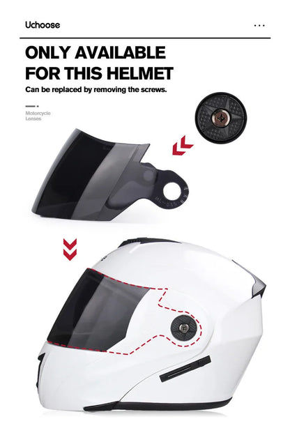 Uchoose lente do capacete da motocicleta facelift capacete lente especial espelho transparente preto cor espelho prata lente pacote