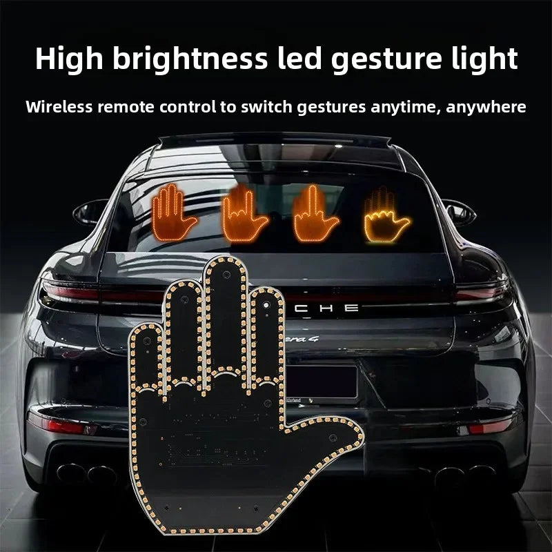 Car LED Funny Facial Expression Light With Remote Control Rear Window Multi-function Warning Reminder Lamp Exterior Accessories