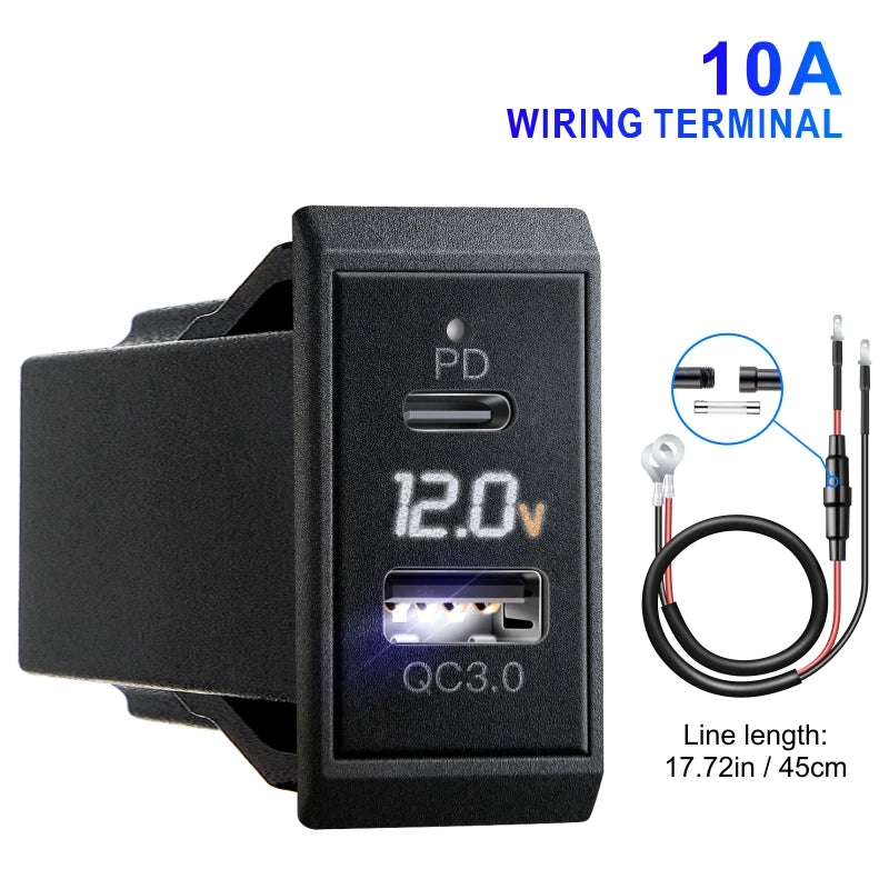 Adaptador de carga rápida rápida 3 portas usb carregador de telefone no adaptador de carregador de carro para 12v/24v caminhão motocicleta rv barco marinho