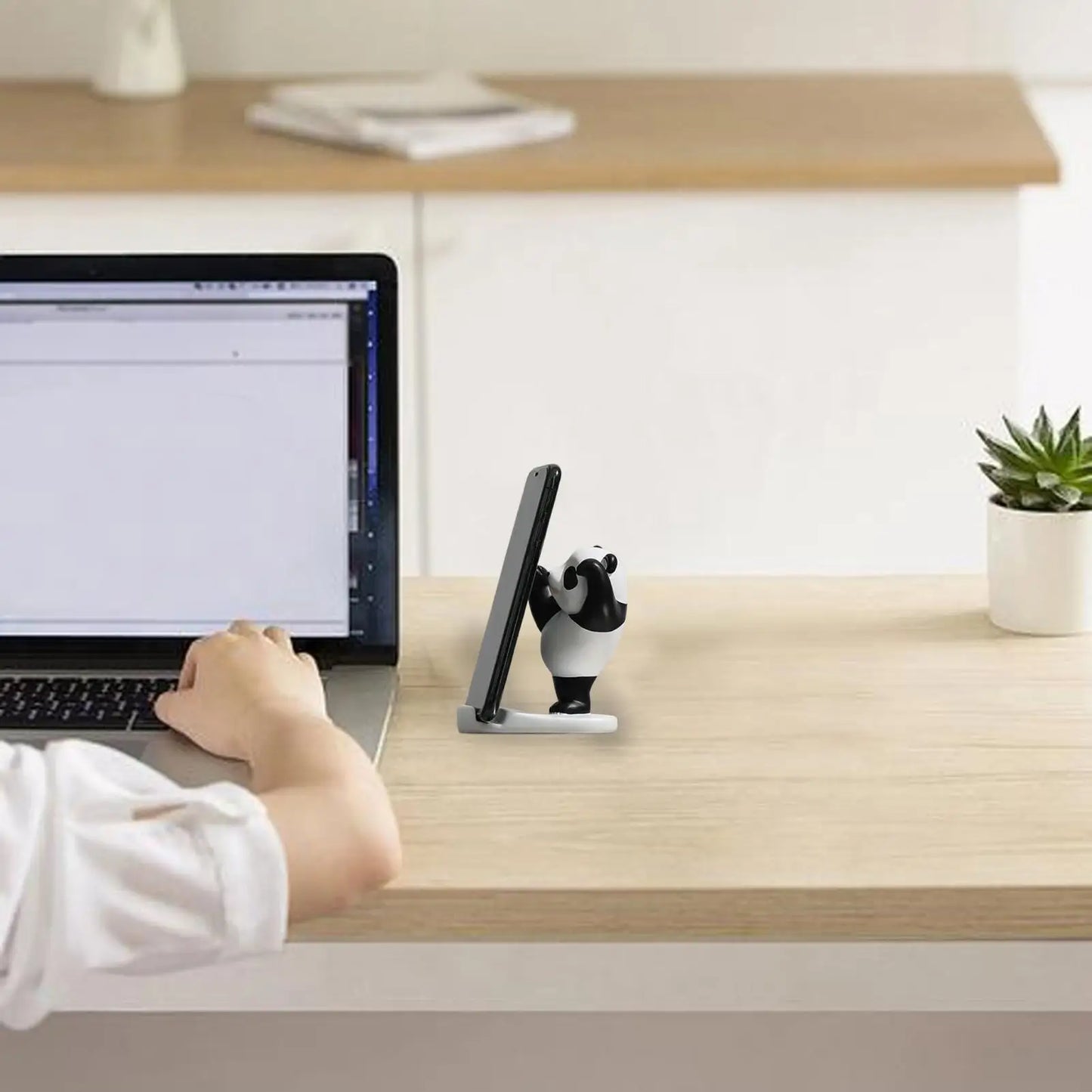 Suporte de Celular Universal Criativo em Forma de Panda para Decoração de Mesa de Escritório em Casa