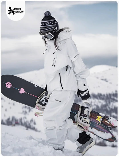 John neve inverno à prova de vento à prova dwindproof água terno de esqui para homens e mulheres esporte ao ar livre quente respirável masculino feminino jaqueta de neve e calças