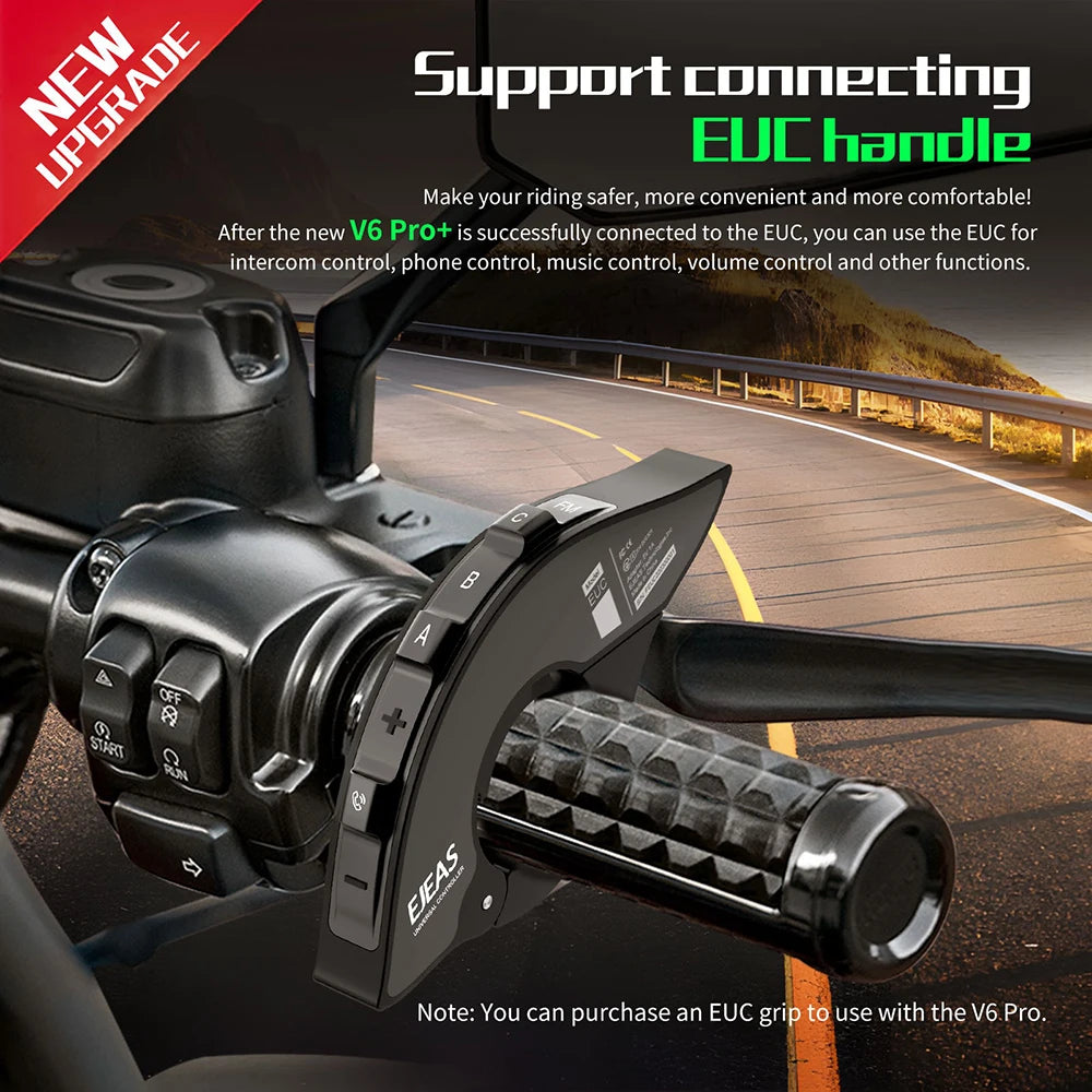 EJEAS V6 PRO +/PLUS Capacete de motocicleta Bluetooth Walkie Talkie 6 Rider Distância 800 metros à prova d'água IP67