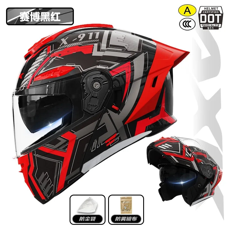 Capacete de motocicleta com certificação 3C&DOT, masculino e feminino, modular, quente para o inverno, quatro estações, capacete de segurança para scooter elétrica