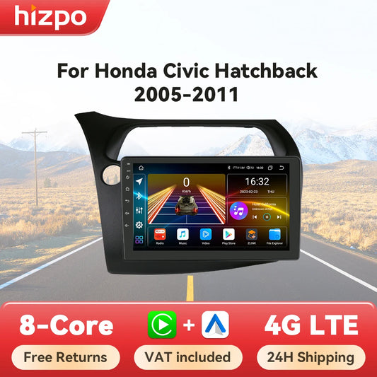 Hizpo Car Autoradio For Honda Civic Hatchback 2005 - 2011 Multimedia Player 2din Android Auto Carplay GPS Navigation 8+128G DSP