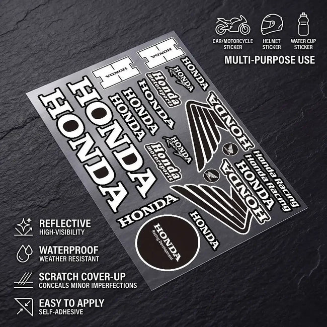 Adesivo decorativo reflexivo à prova d'água, durável, para honda racing, capa contra arranhões para motocicleta, carro, capacete, acessórios para geladeira